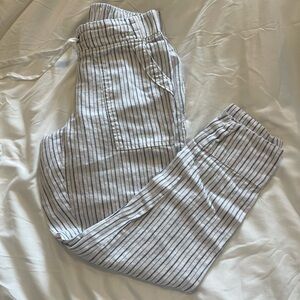 Athelta linen stripped crop pant